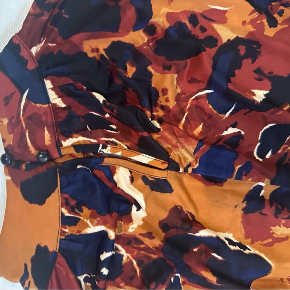 Worthington Satin Mock Neck Blouse Abstract Print Size Small NWT Fall Top - Picture 9 of 10